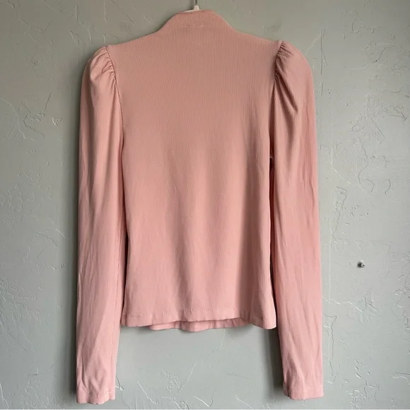 Melrose & Market Pink Long Sleeve Ribbed Stretch Blouse Top Size XS Coquette EUC - Picture 3 of 5